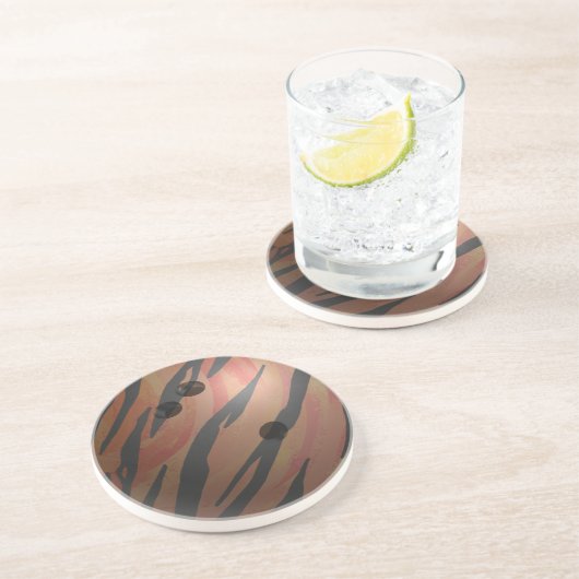 Dessous De Verre En Grès Bowling Ball Tiger Orange (Côté)