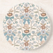 Dessous De Verre En Grès Bows rustiques et fleurs bleues (Devant)