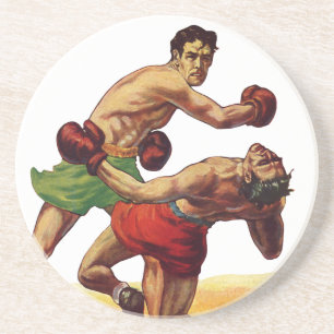 Dessous De Verre En Grès Boxe sportive vintage, Boxers dans un combat