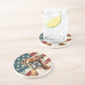 Dessous De Verre En Grès Boxer Américain Drapeau Américain Grunge (Côté)