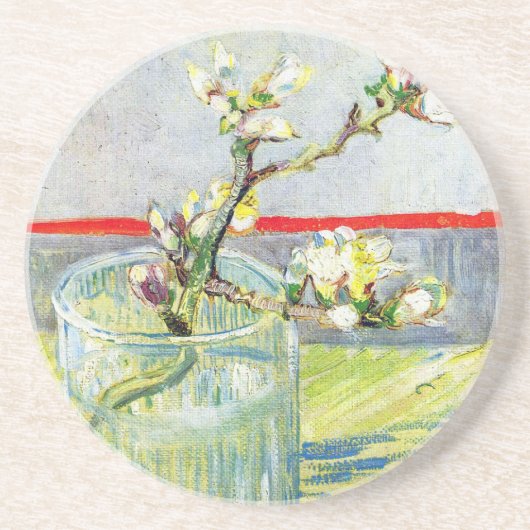 Dessous De Verre En Grès Branche d'amande en fleurs par Vincent van Gogh (Devant)