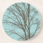 Dessous De Verre En Grès Branches d'arbre Brown bleu rustique (Devant)