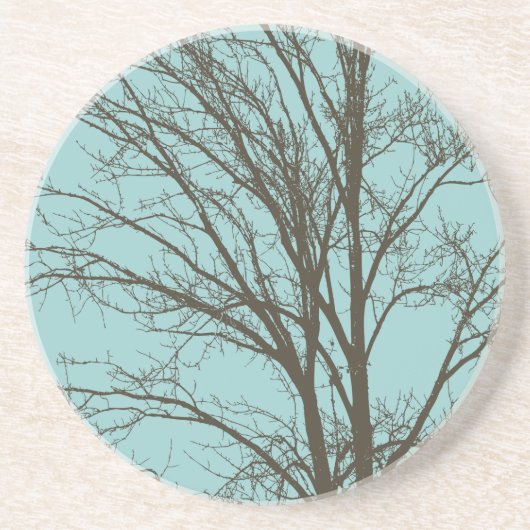 Dessous De Verre En Grès Branches d'arbre Brown bleu rustique (Devant)