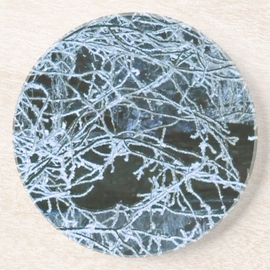 Dessous De Verre En Grès Branches d'hiver Cold Blue Icy Belle (Devant)