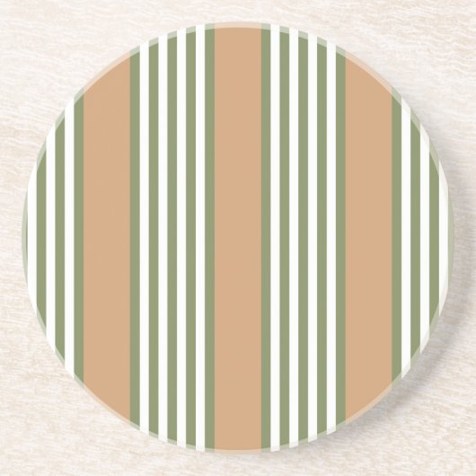 Dessous De Verre En Grès Brayures vert olive et blanc motif avec bronze (Devant)