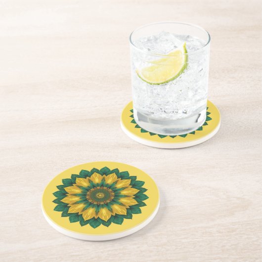 Dessous De Verre En Grès Brazilian Leaf Mandala - Drink Coaster (Côté)