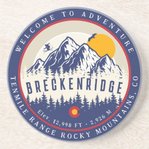 Dessous De Verre En Grès Breckenridge Colorado Drapeau Montagne Ski Souveni