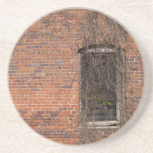 Dessous De Verre En Grès Brick, Rock, Série de pierre—Vieux mur avec fenêtr