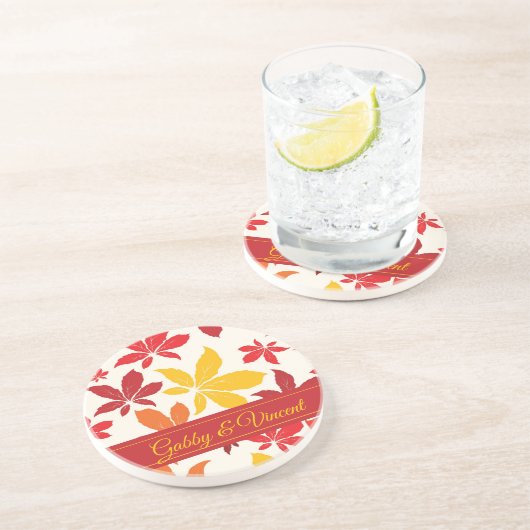 Dessous De Verre En Grès Bright Fall Leaves Mariage (Côté)