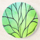 Dessous De Verre En Grès Bright Green Hues Creative Leave Motif (Devant)