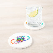 Dessous De Verre En Grès Bright infinity with rainbow butterfly (Côté)