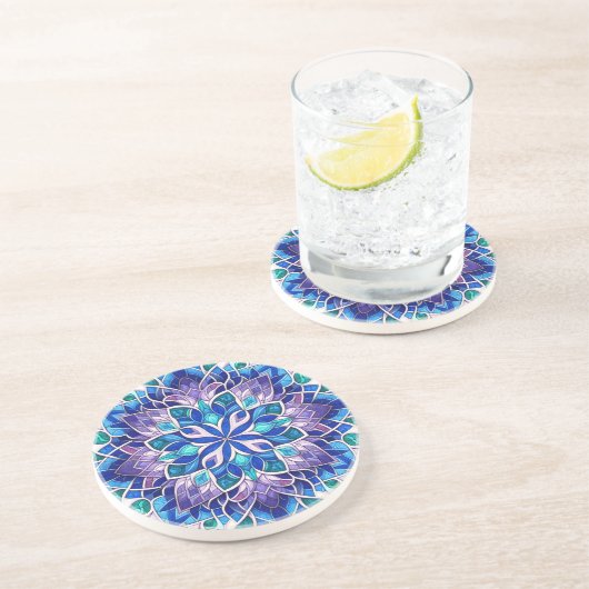 Dessous De Verre En Grès Bright - Vitrail Bloom (Côté)