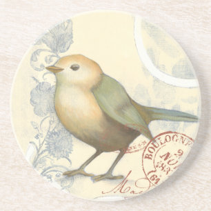 Dessous De Verre En Grès Bruant jaune et vert sur Arrière - plan Vintage