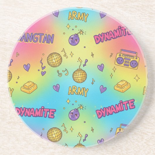 Dessous De Verre En Grès BTS Dynamite Disco Party Seamless Pattern (Devant)