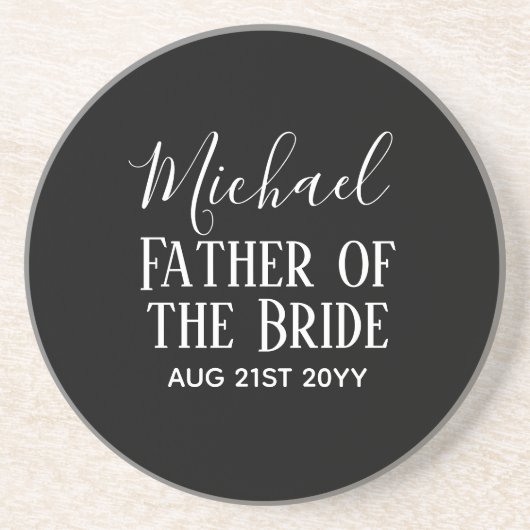 Dessous De Verre En Grès BUDGET Bestman Groomsmen Cadeaux Noir Blanc (Devant)