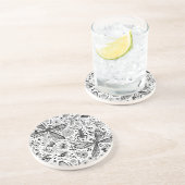 Dessous De Verre En Grès Bugs de Doodle sur bleu foncé (Côté)