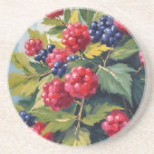 Dessous De Verre En Grès Buisson de framboises mûres aquarelle fruit (Devant)