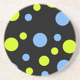 Dessous De Verre En Grès Bulles Jaunes Bleues Funky Heureuses