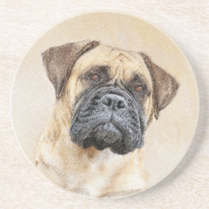Dessous De Verre En Grès Bullmastiff Peinture - Joli chien d'origine art