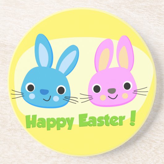 DESSOUS DE VERRE EN GRÈS BUNNIES "HAPPY EASTER" (Devant)