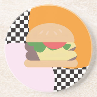 Dessous De Verre En Grès Burger Bold à carreaux rose orange noir