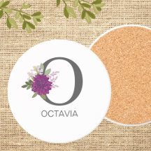 Burgundy Dahlia Floral Alphabet Letter Monogram