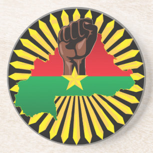 Dessous De Verre En Grès Burkina Faso Carte, drapeau et première révolution
