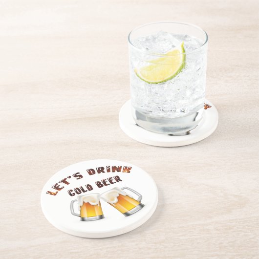 Dessous De Verre En Grès buvons de la bière dorée (Côté)