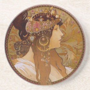 Dessous De Verre En Grès Byzantine Brunette, Mucha