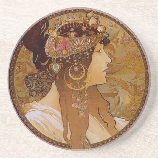 Dessous De Verre En Grès Byzantine Brunette, Mucha (Devant)