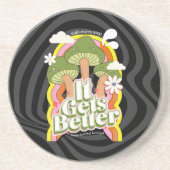 Dessous De Verre En Grès Ça devient mieux | Personnalisation de Good Vibes (Devant)