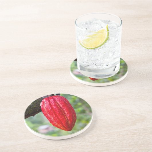 Dessous De Verre En Grès cabosse rouge (Côté)