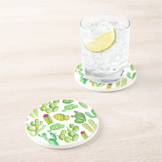 Dessous De Verre En Grès Cactus à l'aquarelle (Côté)