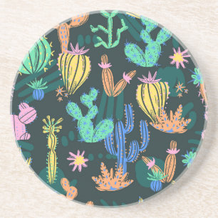 Dessous De Verre En Grès Cactus dessiné à la main : sans couture scandinave