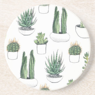 Dessous De Verre En Grès Cactus pour aquarelle et Succulent