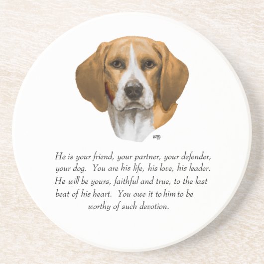 Dessous De Verre En Grès Cadeau Beagle MÂLE (Devant)