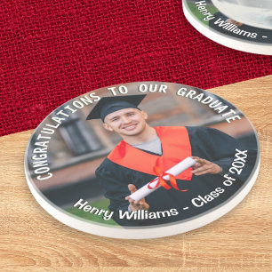 Dessous De Verre En Grès Cadeau de photo de remise de diplôme personnalisé