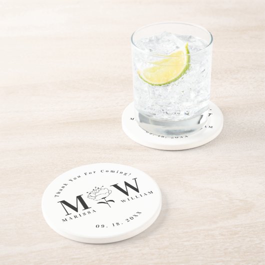 Dessous De Verre En Grès Cadeaux de mariage monogramme personnalisés Faveur (Côté)