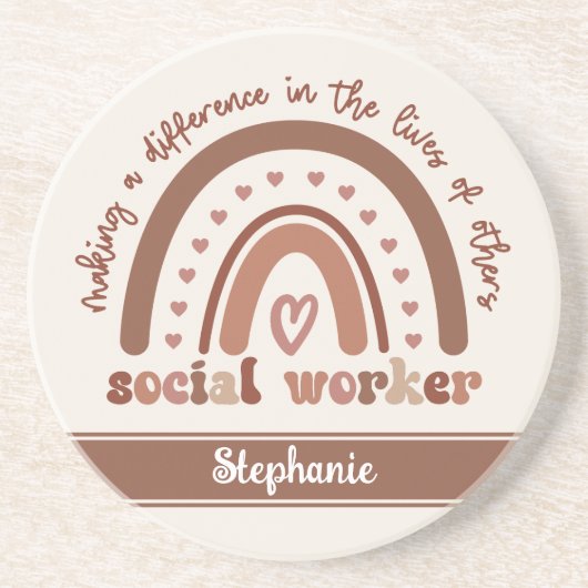 Dessous De Verre En Grès Cadeaux d'évaluation personnalisés des travailleur (Devant)