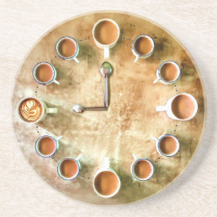 Dessous De Verre En Grès Cadran de tasse à café design temps du café