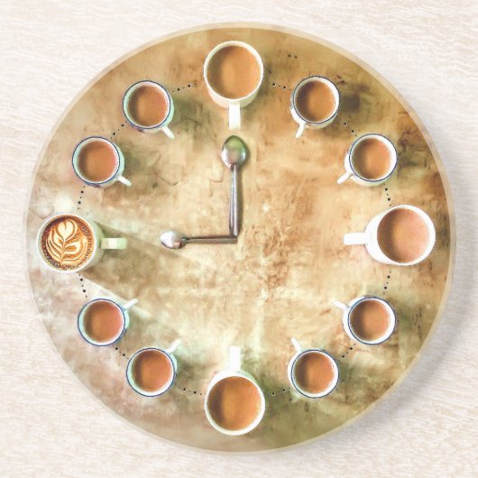 Dessous De Verre En Grès Cadran de tasse à café design temps du café (Devant)