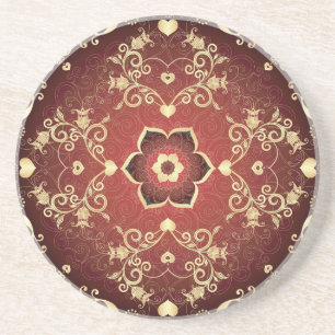Dessous De Verre En Grès Cadre rond Valentine violet or