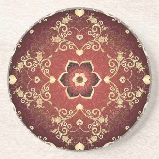Dessous De Verre En Grès Cadre rond Valentine violet or (Devant)