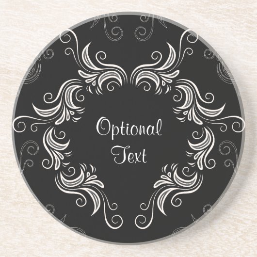 Dessous De Verre En Grès Cadres à perles noires et blanches (Devant)