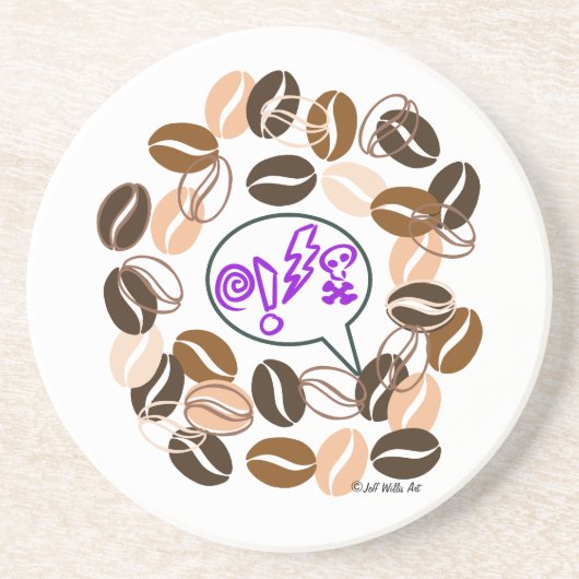 Dessous De Verre En Grès CAFÉ & CUSSIN' de Jeff Willis Art (Devant)