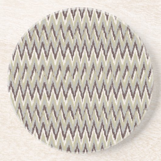 Dessous De Verre En Grès Café et Sage iKat ZigZag Motif (Devant)