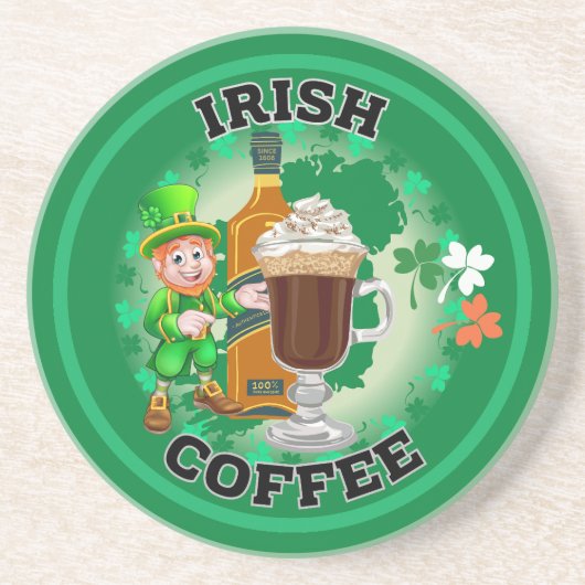 Dessous De Verre En Grès Café Irlandais - Un Elixir. (Devant)