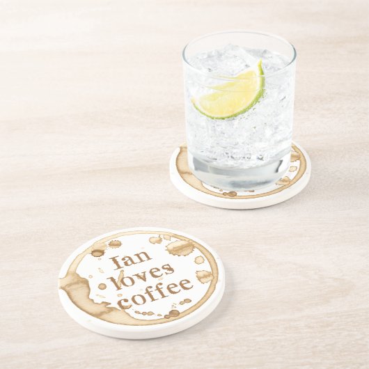 Dessous De Verre En Grès Café personnalisé Stains Grunge Texte amusant (Côté)