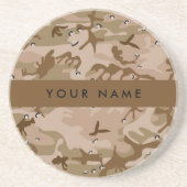 Dessous De Verre En Grès Cailloux de camouflage du désert, Votre nom, Perso (Devant)