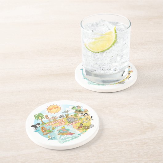 Dessous De Verre En Grès California Beach Life (Côté)